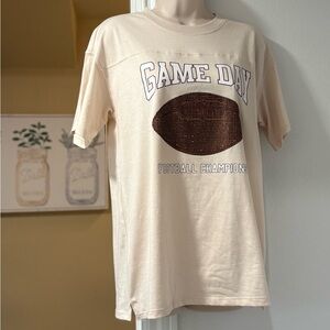 Madden Girl Juniors Football Rhinestone Tee - Cream Brown